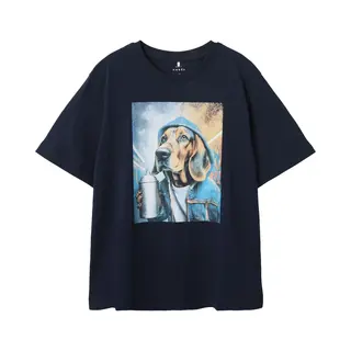 Name It Nkmvoto Ss Nreg Top Jongens T-shirt - Dark Sapphire Graffiti Dog