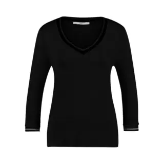 Only T-shirt Onlemma Ls Detail V-neck Top Wvn Cs 15334116 Black Dames Maat - M