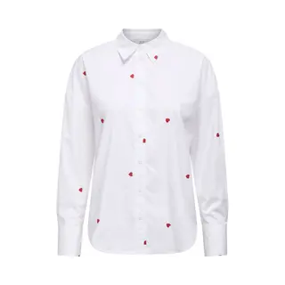 Jdy Jdynelly L/S Loose Shirt Wvn Dames Blouse - White Heart Embroidery