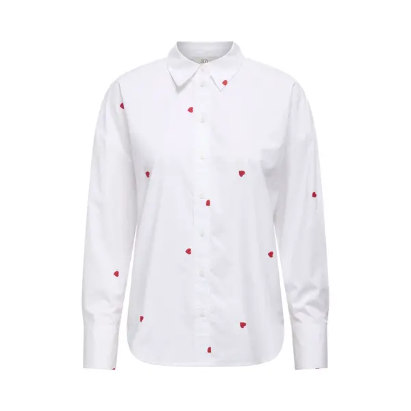 Jdy Jdynelly L/S Loose Shirt Wvn Dames Blouse - White Heart Embroidery thumbnail
