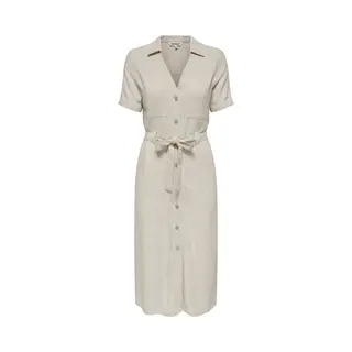 Only Midi-jurk - Onlsiesta Ss Lin Bl Shirt Dress Pnt Noos - Xs Tot Xl - Voor Vrouwen - Beige
