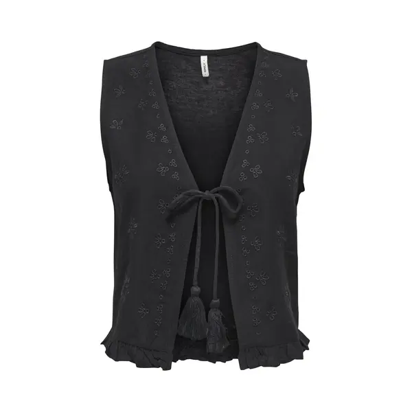 Only Gilet Onljakiri Linen S/l Emb Vest Ptm 15346503 Black Dames Maat - L thumbnail