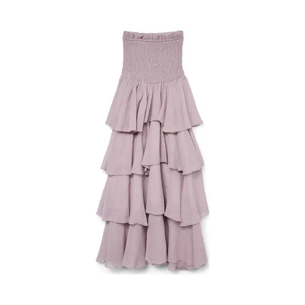 Vero Moda - Vmdelilah Sl Smock Ruffle Dress Exp - Dames - Maxi Jurken thumbnail