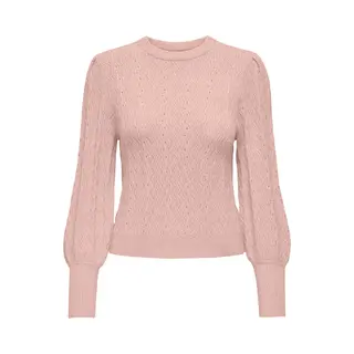 Only Rundhalspullover "Onlkatia Ls Struc Puff Oneck Cc Knt" Materialmix, Regular Fit