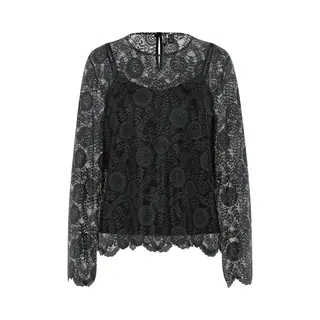 Pieces T-shirt Pcolline Ls Lace O-neck Top Wvn Noo 17158211 Black Dames Maat - L