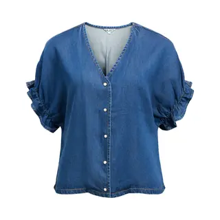 Object Collectors Item Object Blouse Objframe 2 4 V Neck Re Top Noos 23048963 Medium Blue Denim Dames Maat - W40