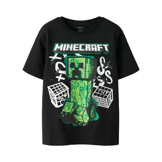 Name It Jungen Nkmdi Minecraft Ss Nreg Top Box Noos Bfu, Black, 122 Cm-128 Cm