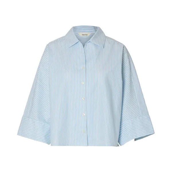 Selected Blouse 'SLFEster' Lichtblauw / Wit thumbnail