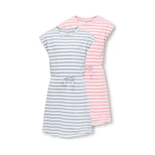 Kids Only Jerseykleid Kogmay Life S/S Dress Jrs 2-Pack (Packung, 2-tlg) Im Sommerlichen Streifen-Look Und Mit Bindeband In Der Taille