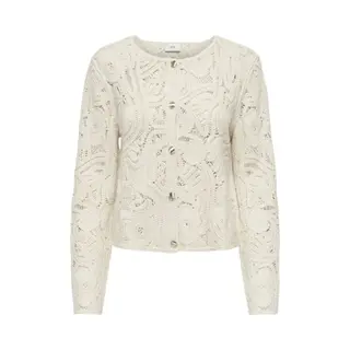 Jacqueline De Yong Vest Jdyzanka L/s Crochet Cardigan Jrs 15372593 Cloud Dancer Dames Maat - L