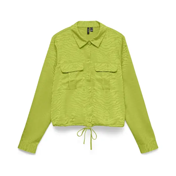 Vero Moda Blouse Vmmarys Kira Ls Tie Shirt Wvn Lcs 10347241 Bright Chartreu/jaquard Dames Maat - L thumbnail