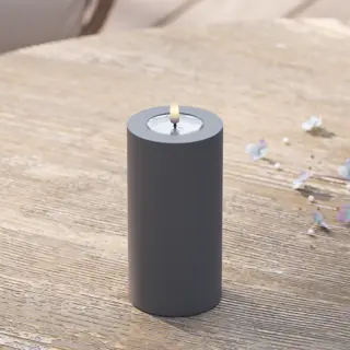 Deluxe Homeart Led-Blockkerzen Für Den Außenbereich Ø 7, 5 X 15 Cm Grau