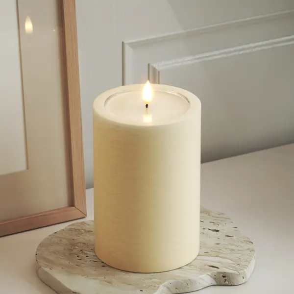 Unique Candles Unique Led-Blockkerzen D 10 X 15 Cm Creme thumbnail