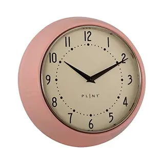 Plint Retro Wandklok - 23 Cm Doorsnede - Roze