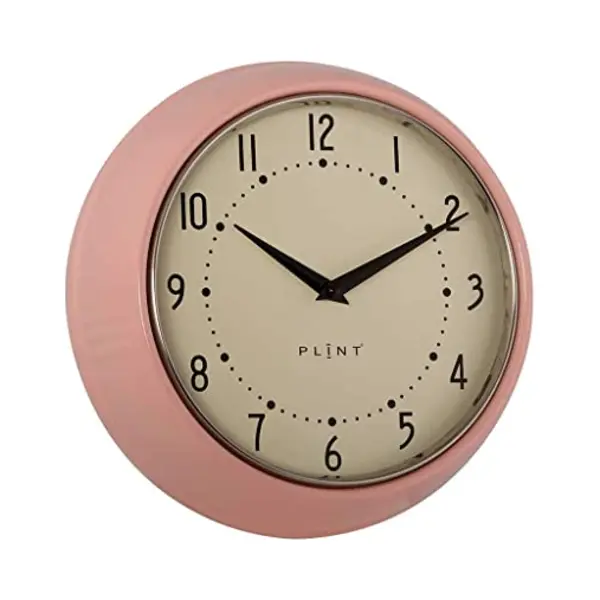 Plint Retro Wandklok - 23 Cm Doorsnede - Roze thumbnail