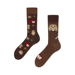 Many Mornings Unisex Sokken Happy Hedgehog Bruin