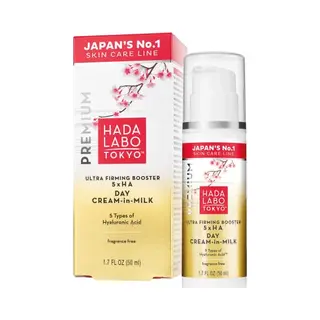 Hada Labo Tokyo - Premium Ultra Firming Booster Day Cream-In-Milk, 7 Types Of Hyaluronic Acid, 50ml Bottle (Pack Of 1)