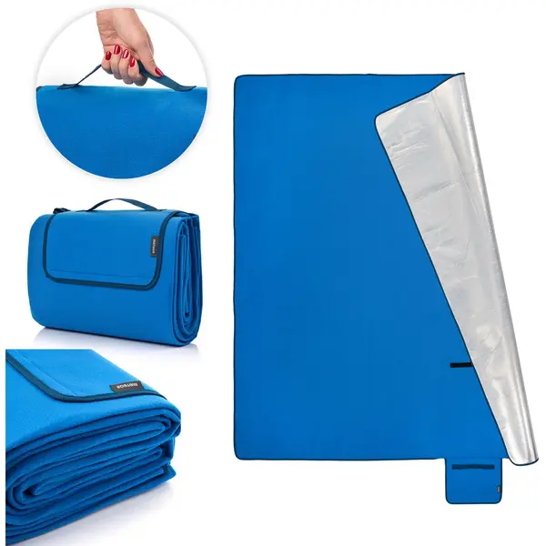 Meteor Picnic Blanket Waterproof Extra Large Blue 175x200 Cm - Outdoor Blanket Foldable Beach Mat With Carry Handle - Soft Fleece Camping Rug For thumbnail