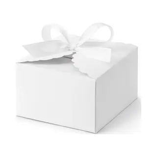PartyDeco Cadeaudoosje Wolkje - Bruiloft Bedankje - 10x Met Lintje - Wit - 8 X 5 Cm
