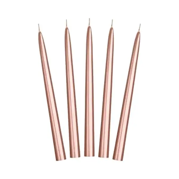 PartyDeco Unbekannt 10 Tapered Candles Rose Gold Metallic 24 Cm Table Candles Chandelier Candles Rod Candles thumbnail