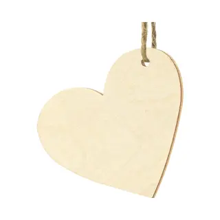 PartyDeco Cadeaulabels Houten Hartje - Set 10x Stuks - Bruin - 6 X 5 Cm - Naam Tags