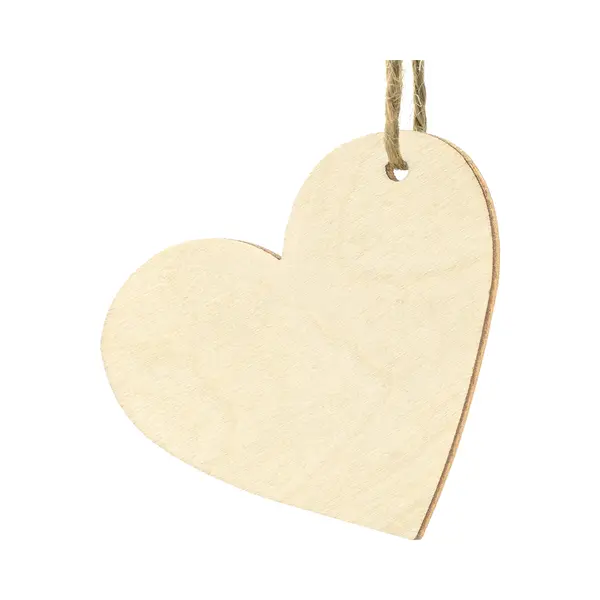 PartyDeco Cadeaulabels Houten Hartje - Set 10x Stuks - Bruin - 6 X 5 Cm - Naam Tags thumbnail