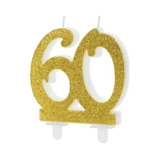 PartyDeco Glinsterende Cijferkaarsen Voor Verjaardag, Verschillende Nummers (60 Jaar (code SCU5-50-019))