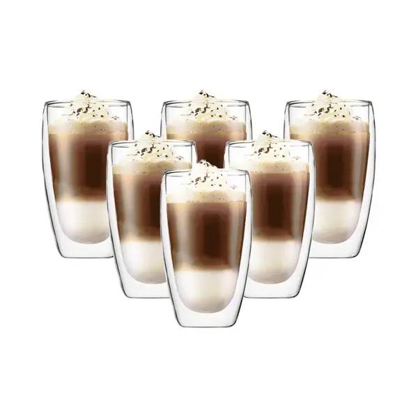 Dubbelwandige Glazen - 450 Ml - Set Van 6 - Koffieglazen - Theeglas - Cappuccino Glazen - Latte Macchiato Glazen - Glas thumbnail