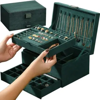 Soulima, Uhrenbox + Schmuckaufbewahrung, Schmuckschatulle/-etui 21954, Grün