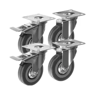 Mt Malatec 22537 Meubelwiel Voor Zware Lasten 220 Kg Met Rem, Wielen Ø 7 Cm, 360 Graden Draaibaar, Stil, Van Rubber Staal