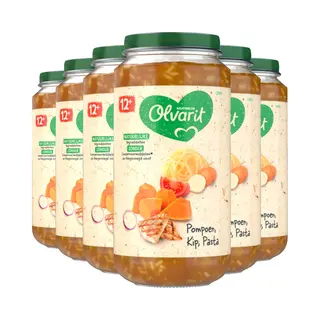 6x Olvarit Maaltijd 12m Pompoen Kip Pasta 250 Gr