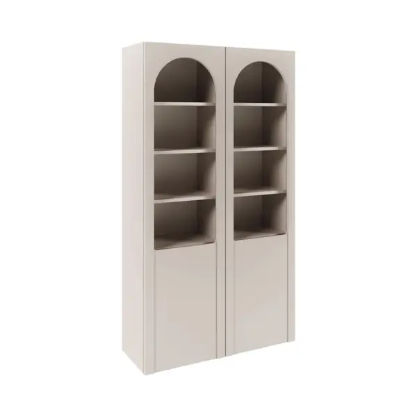Selsey Arkadia - Vitrine Mit Bogentüren Und Glasfronten, Kaschmirgrau, 100 Cm thumbnail