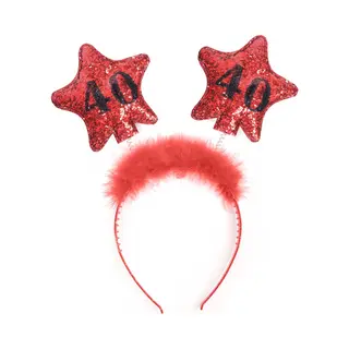 Partydeco Haarreif, Haarreif Mit Schwingenden Glitzer Sternen Für 40. Geburtstag Rot
