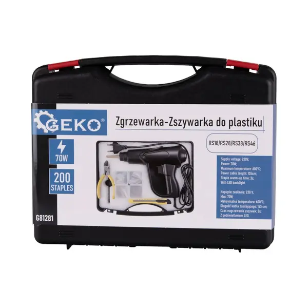 Geko Plastic Laspistool Set - 70W - Led Verlichting - Inclusief 200 Nietjes - Snelle Opwarming thumbnail