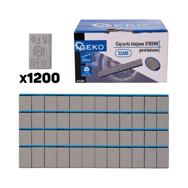Geko Grijze Plakgewicht Strips - 5g Per Stuk - Corrosiebestendig - 1200 Stuks - 6 Kg Totaal thumbnail