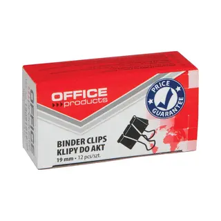 Office Products Foldbackclip, Zwart, 19 Mm, Doosje Van 12 Stuks 12 Stuks