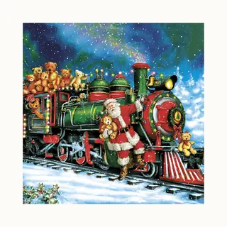 Maki Kerst Thema Servetten - 20x St - 33 X 33 Cm - Kerstman Trein - Papier