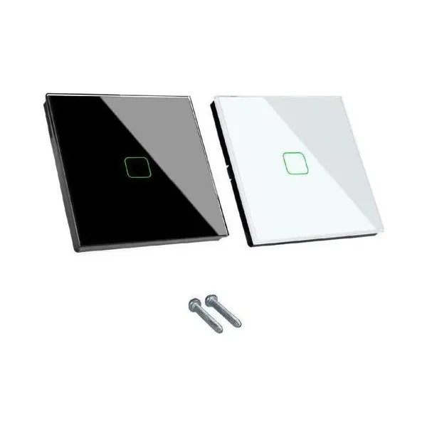 Maclean Smart WiFi Touch Lichtschalter Kompatibel Mit Tuya App Wallschalter Glasschalter Mit Farbwechselnder, Dauerlicht, Schwarz thumbnail