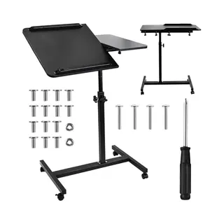 Maclean Draagbare Tafel, In Hoogte Verstelbaar Van 59 Tot 89 Cm, Dubbel Tafelblad Tot 90 Graden Kantelbaar, Wielen Met Rem, Draagvermogen Tot 30 Kg,