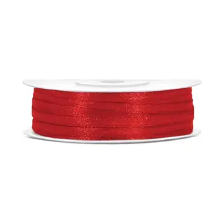 PartyDeco Satinband, Rot, 3mm/50m