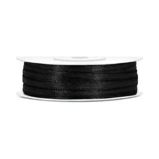 Partydeco, Cadeauverpakking, Satijnlint, Zwart, 3mm/50m (1 Pkt / 1 St.)