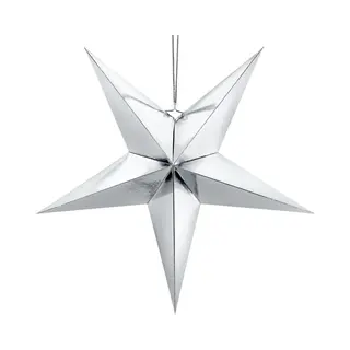PartyDeco - Hanger Glimmende Ster Zilver (70 Cm)