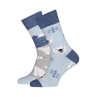 Many Mornings Bunte Lustige Socken 39-42 Unisex Polar Bear Ungleiche Paar-Socken Eisbär-Motiv Nachhaltig Und Bequem Geschenkidee Für Tierliebhaber