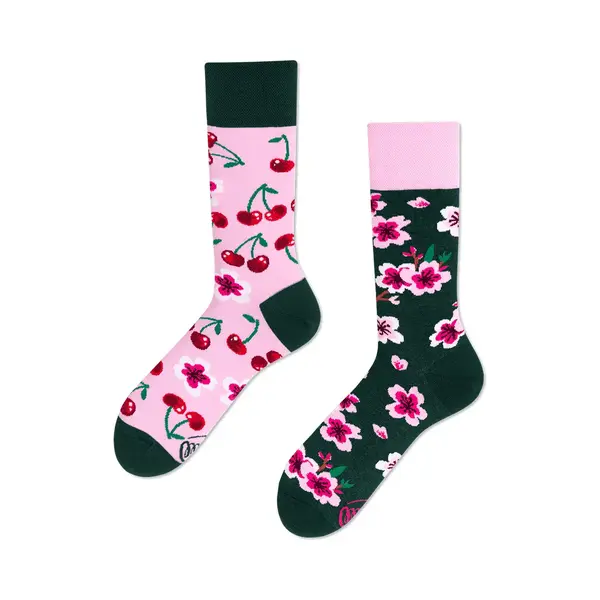 Lustige Socken Mit Kirschen Für Damen Und Herren Von Many Mornings, Cherry Blossom Mismatched Socken, 39-42 thumbnail