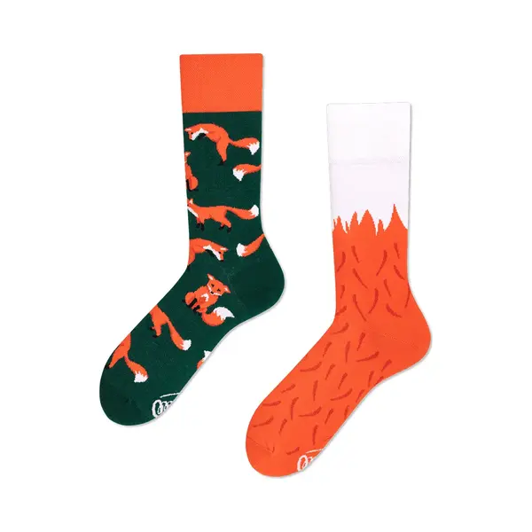 Many Mornings Lustige Ungleiche Socken Unisex The Red Fox Motiv Bunte Socken Mit Fuchs Design Größe 43-46 Bequeme Baumwollsocken Geschenkidee Herbst thumbnail