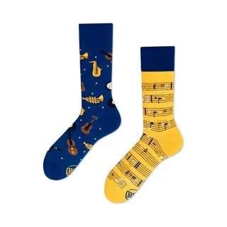 Many Mornings - Mismatched Socken - Lustige Socken Unisex - Socken Mit Musikmotiv - Geschenkidee - Design, Music Notes - Made In Eu - 35-38