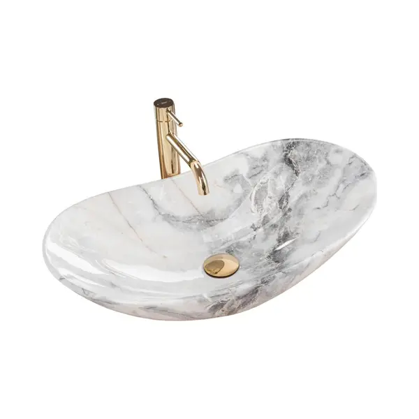 Rea Royal Granit Shiny Opzetwastafel Steen Imitatie 62x36 Cm thumbnail