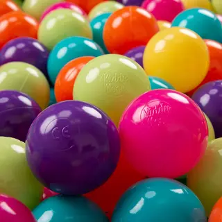KiddyMoon Soft Plastic Play Balls 300 Balls/7Cm-2.75In Multi-Colour Made In Eu, L.Green/Yellow/Turquoise/Orange/D.Pink/Purple