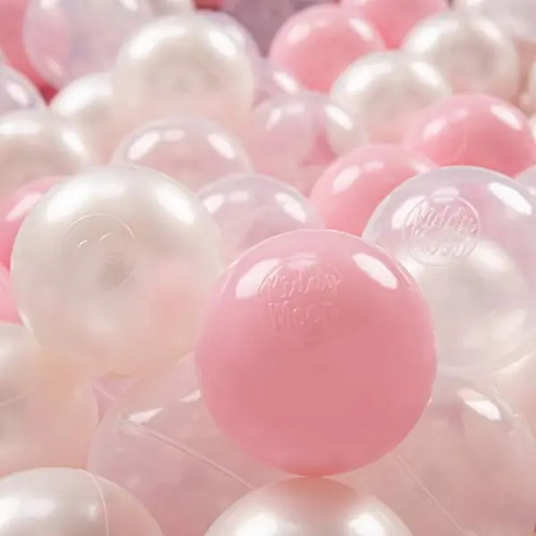 KiddyMoon Soft Plastic Play Balls 700 Balls/7Cm-2.75In Multi-Colour Made In Eu, Light Pink/Pearl/Transparent thumbnail