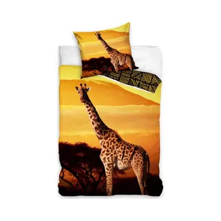 Animal Pictures Dreamee Dekbedovertrek Wild Giraffe - Eenpersoons - 140x200 Cm - Sunset Orange